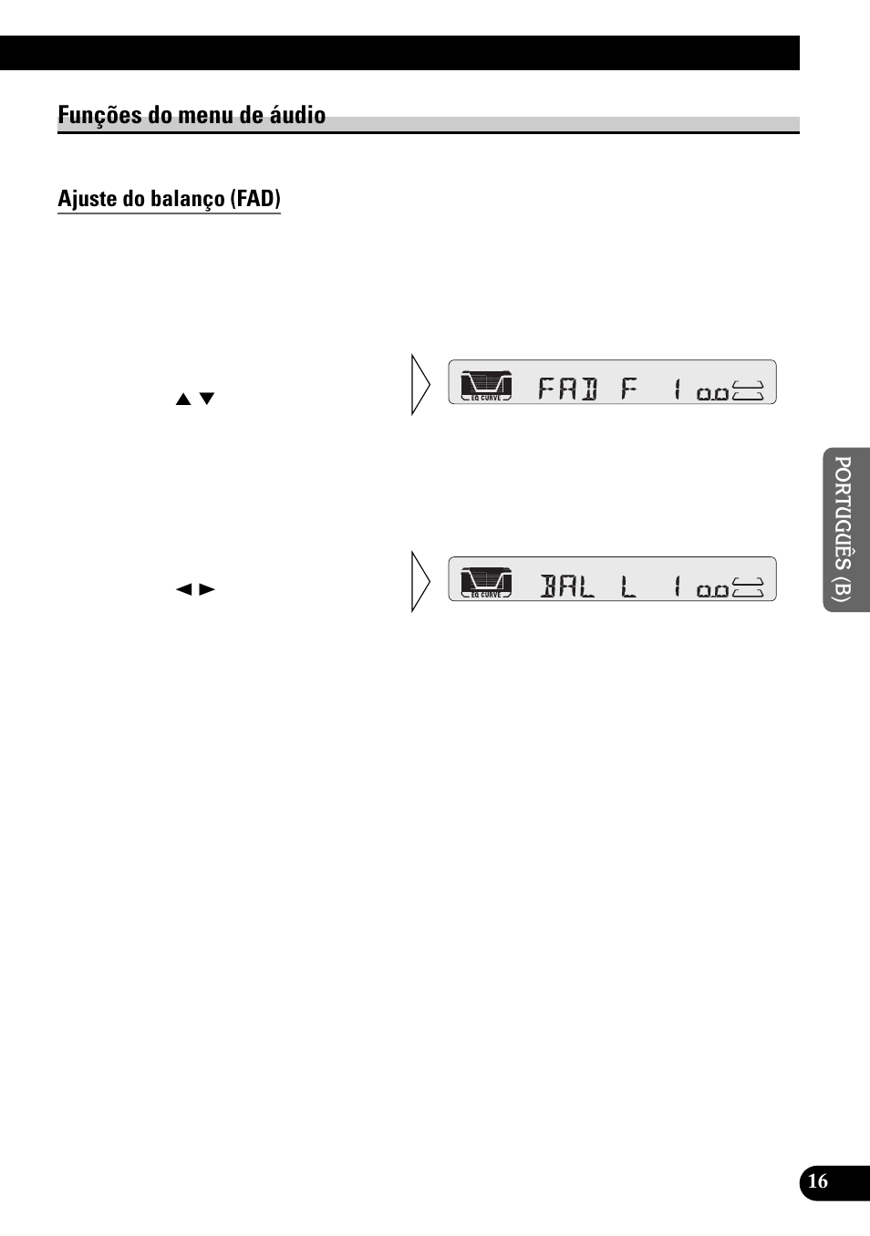 Funções do menu de áudio, Ajuste do balanço (fad) | Pioneer KEH-P4950 User Manual | Page 69 / 80