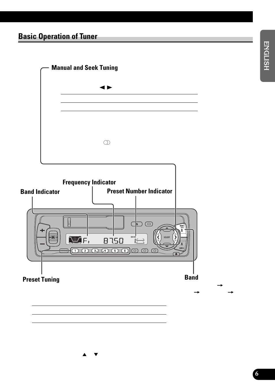 Basic operation of tuner, Manual and seek tuning, Band | Preset tuning | Pioneer KEH-P4950 User Manual | Page 7 / 80