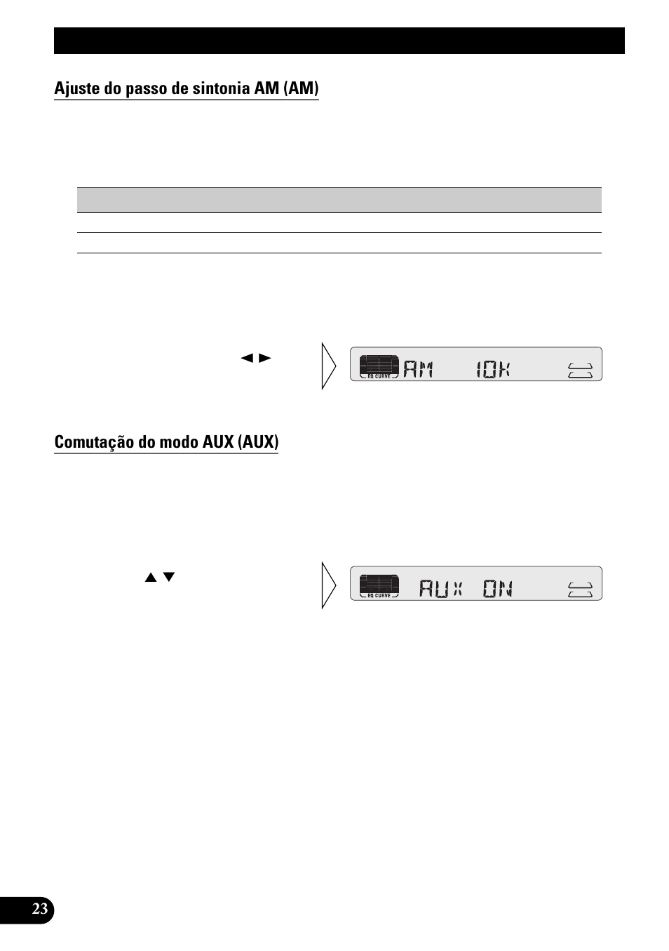 Ajuste do passo de sintonia am (am), Comutação do modo aux (aux), Ajustes iniciais | Pioneer KEH-P4950 User Manual | Page 76 / 80