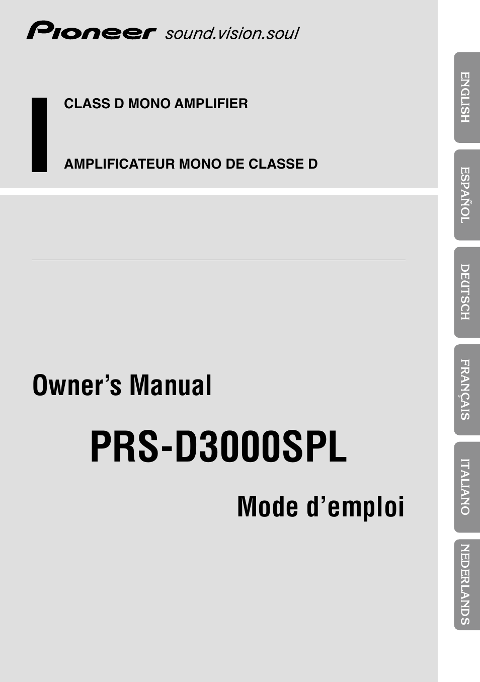 Pioneer PRS-D3000SPL User Manual | 86 pages