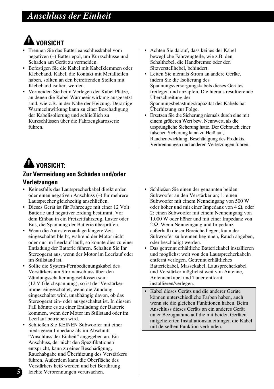 Anschluss der einheit | Pioneer PRS-D3000SPL User Manual | Page 34 / 86