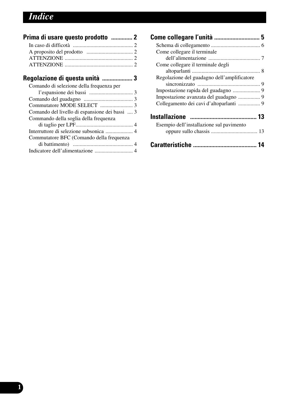 Italiano, Indice | Pioneer PRS-D3000SPL User Manual | Page 58 / 86