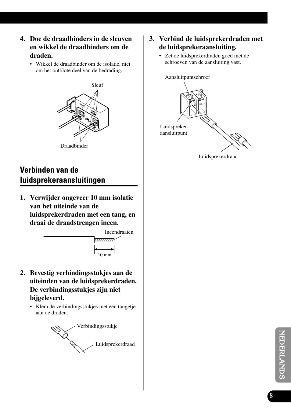Verbinden van de luidsprekeraansluitingen | Pioneer PRS-D3000SPL User Manual | Page 79 / 86