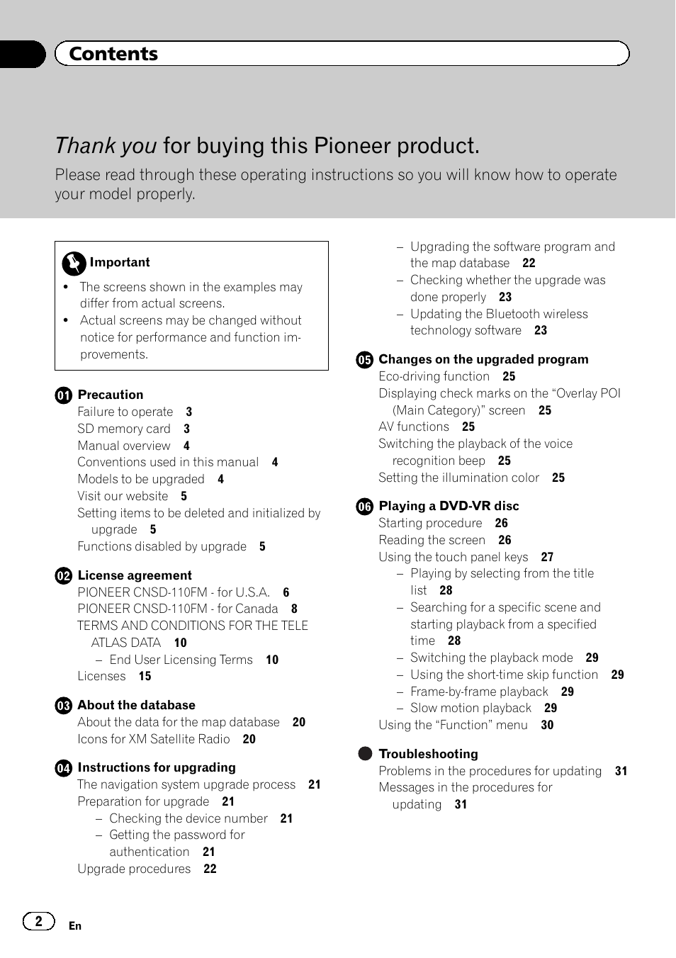 Pioneer CNSD-110FM User Manual | Page 2 / 32