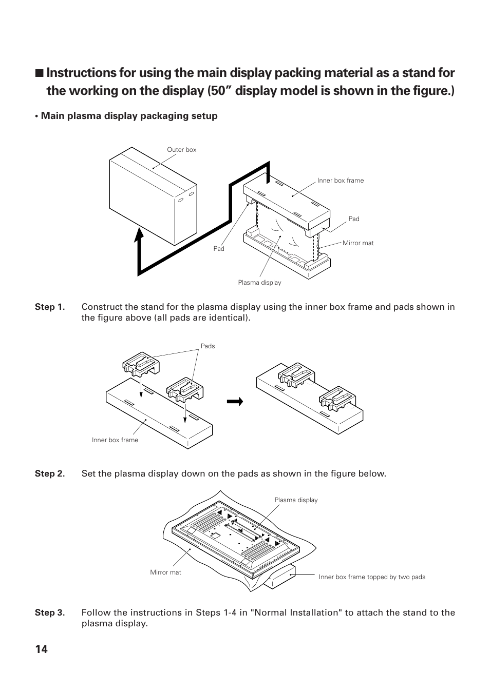 Main plasma display packaging setup | Pioneer PDK-TS01-L User Manual | Page 14 / 76