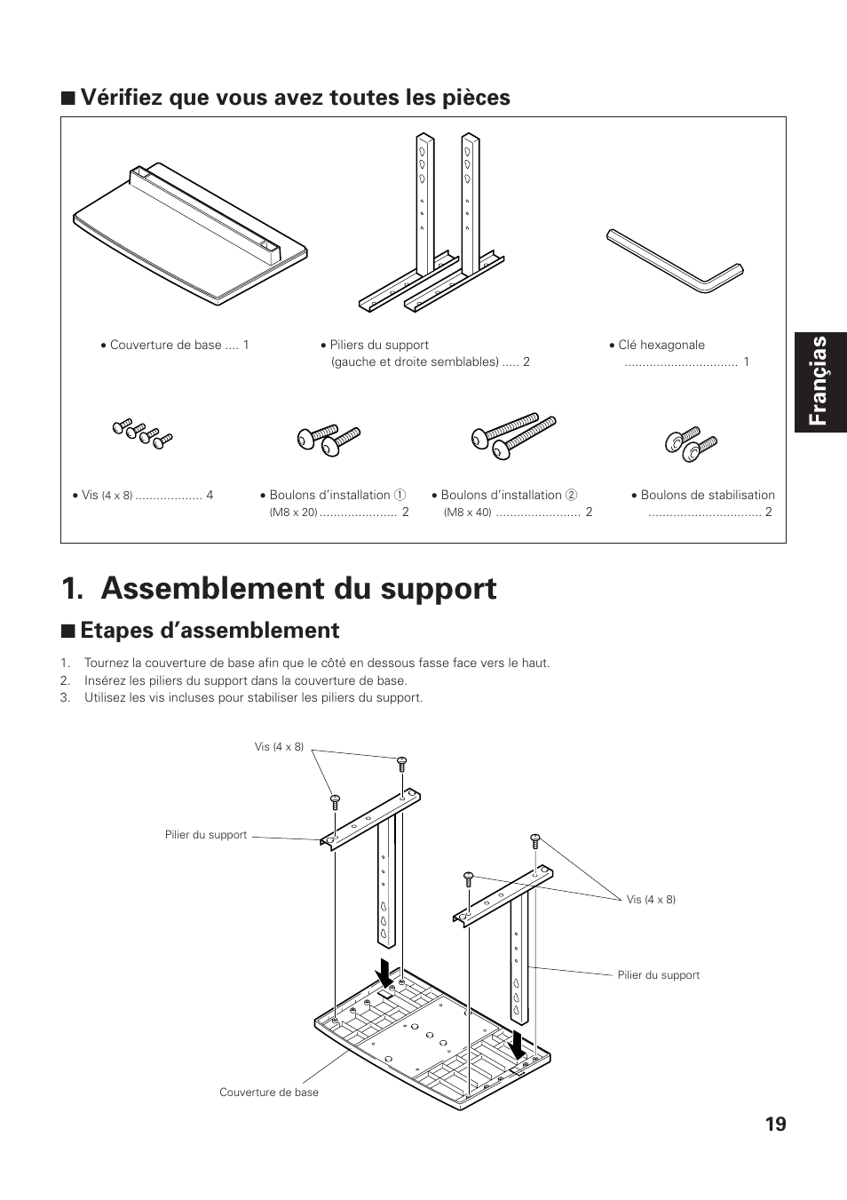 Assemblement du support, 7 etapes d’assemblement | Pioneer PDK-TS01-L User Manual | Page 19 / 76