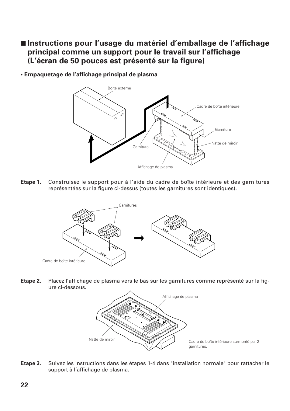 Empaquetage de l’affichage principal de plasma | Pioneer PDK-TS01-L User Manual | Page 22 / 76