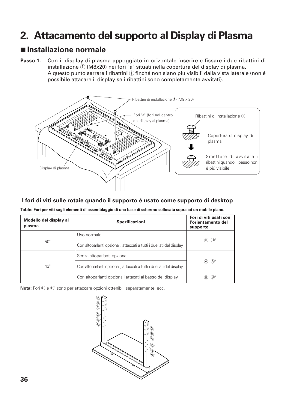 Attacamento del supporto al display di plasma, 7 installazione normale | Pioneer PDK-TS01-L User Manual | Page 36 / 76
