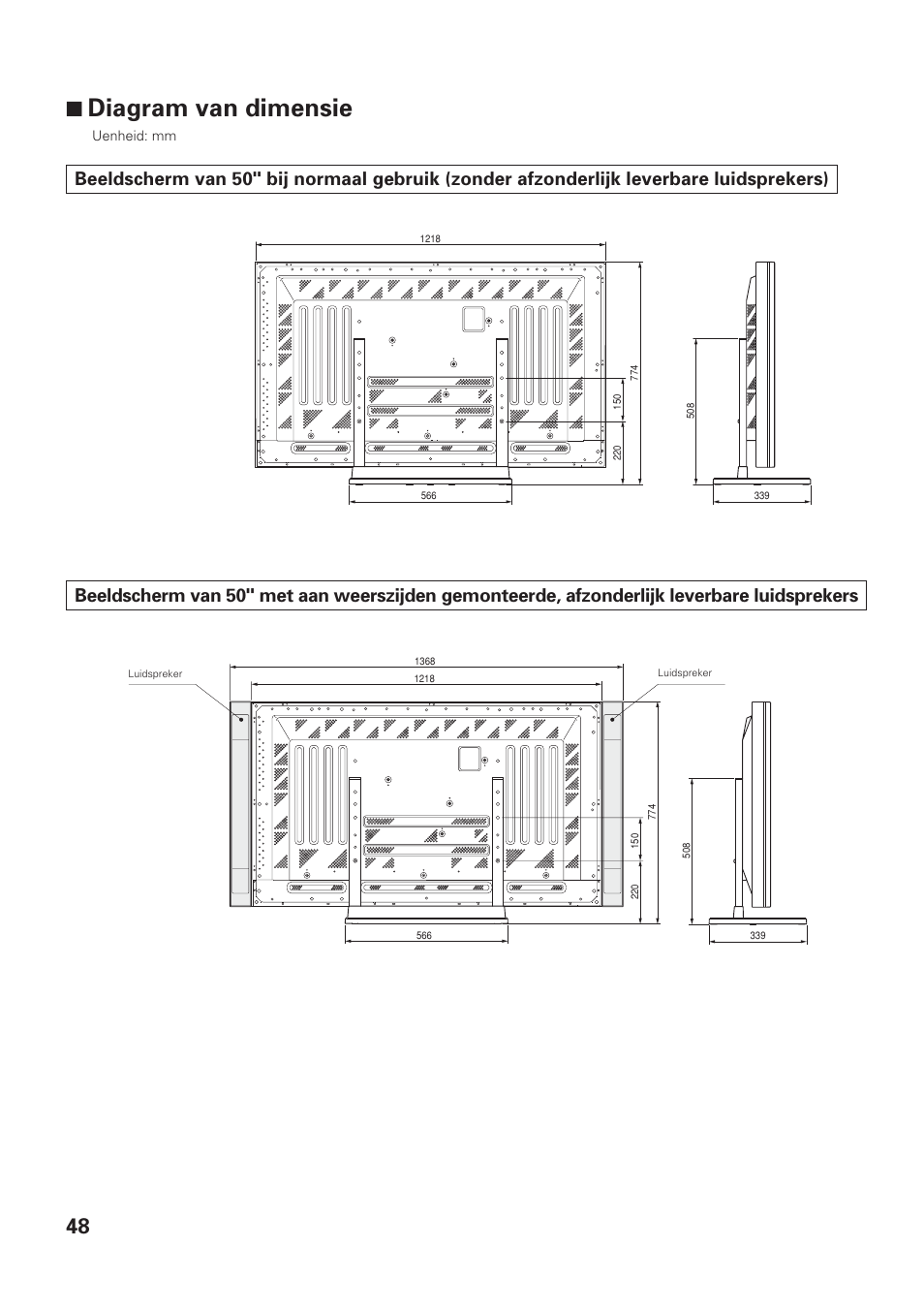 7 diagram van dimensie | Pioneer PDK-TS01-L User Manual | Page 48 / 76