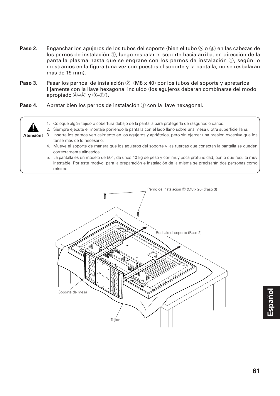 Español | Pioneer PDK-TS01-L User Manual | Page 61 / 76