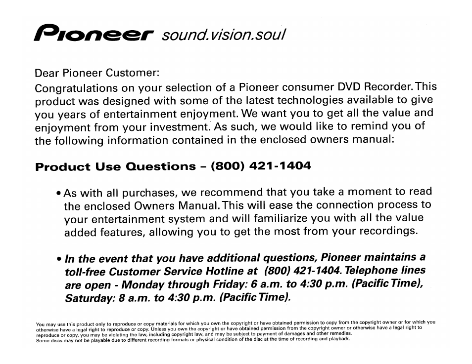 Pioneer support | Pioneer DVR-520H User Manual | Page 123 / 126
