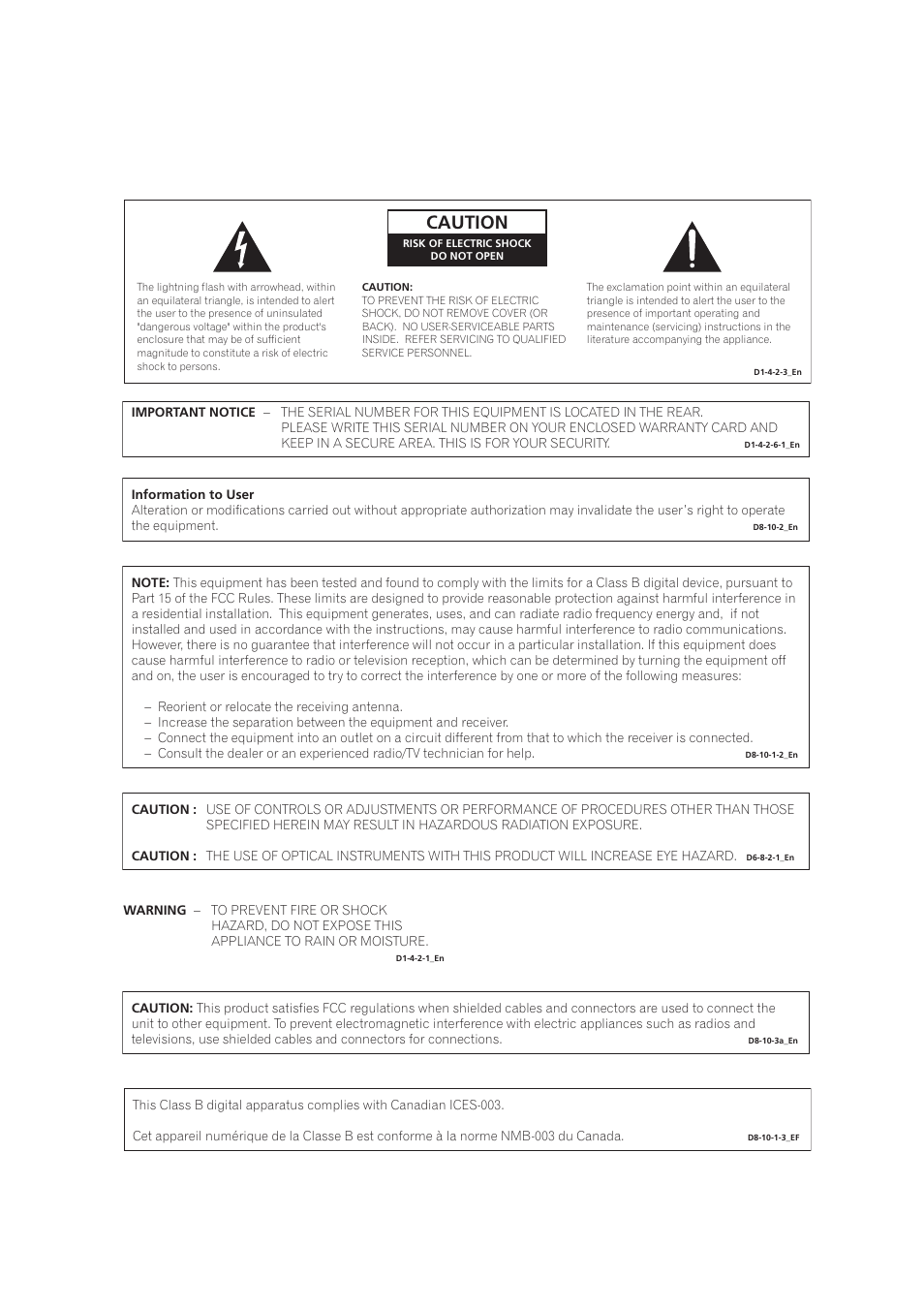 Caution | Pioneer DVR-520H User Manual | Page 2 / 126
