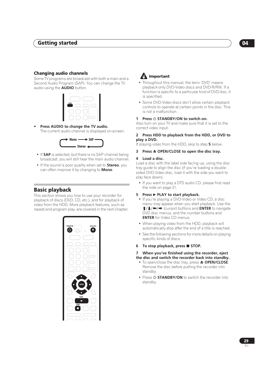 Basic playback, Getting started 04 | Pioneer DVR-520H User Manual | Page 29 / 126