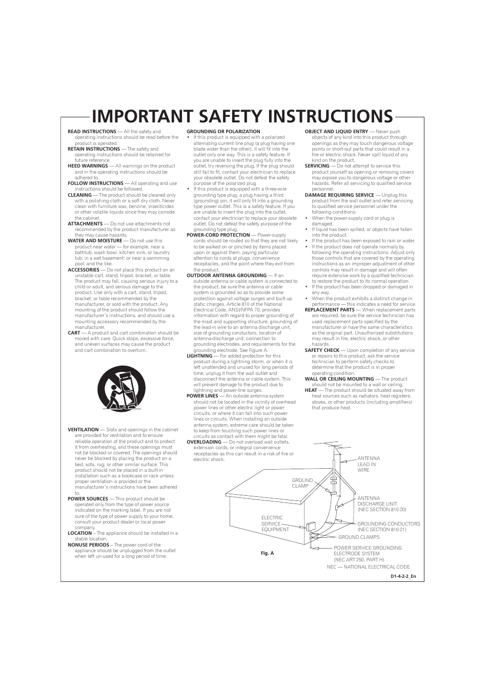 Important safety instructions | Pioneer DVR-520H User Manual | Page 3 / 126