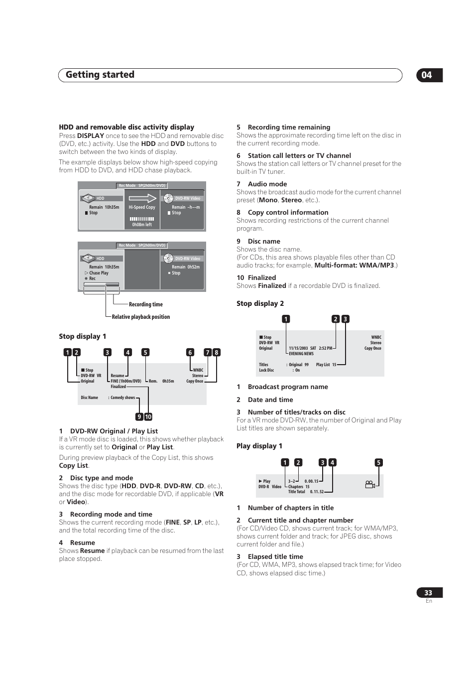 Getting started 04 | Pioneer DVR-520H User Manual | Page 33 / 126