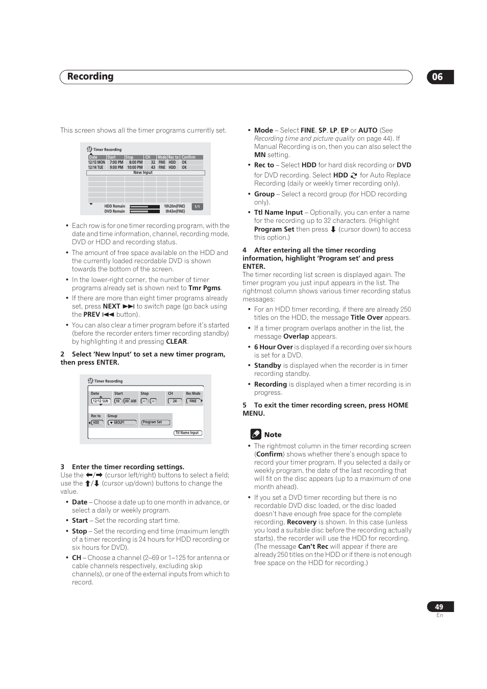 Recording 06 | Pioneer DVR-520H User Manual | Page 49 / 126