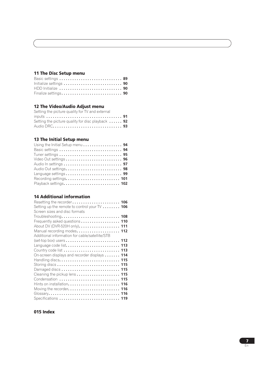Pioneer DVR-520H User Manual | Page 7 / 126