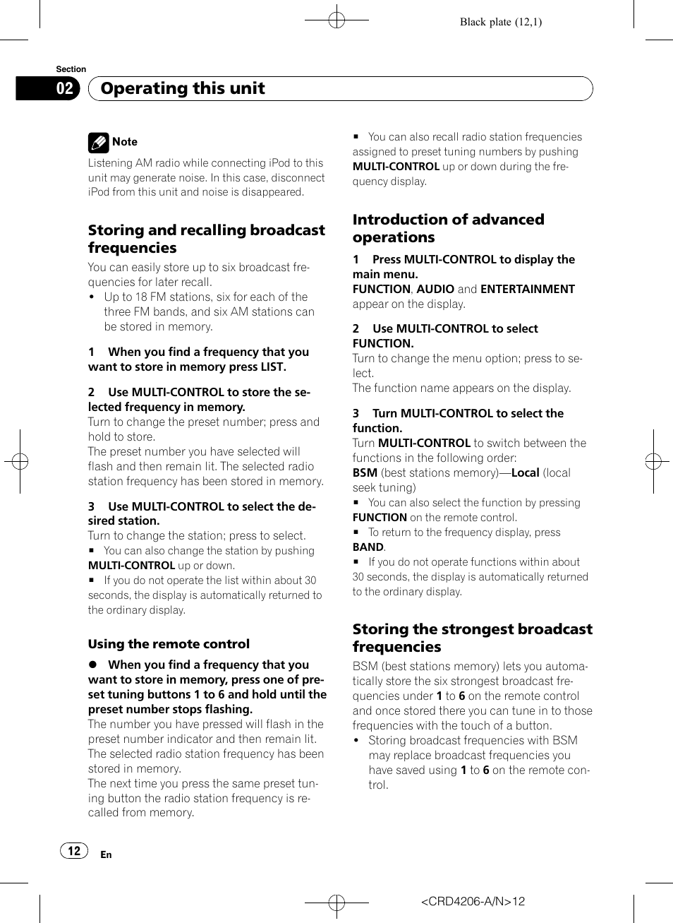 Storing and recalling broadcast, Frequencies, Introduction of advanced | Operations, Storing the strongest broadcast, Operating this unit, Storing and recalling broadcast frequencies, Introduction of advanced operations, Storing the strongest broadcast frequencies | Pioneer Super Tuner III D DEH-P8950BT User Manual | Page 12 / 204