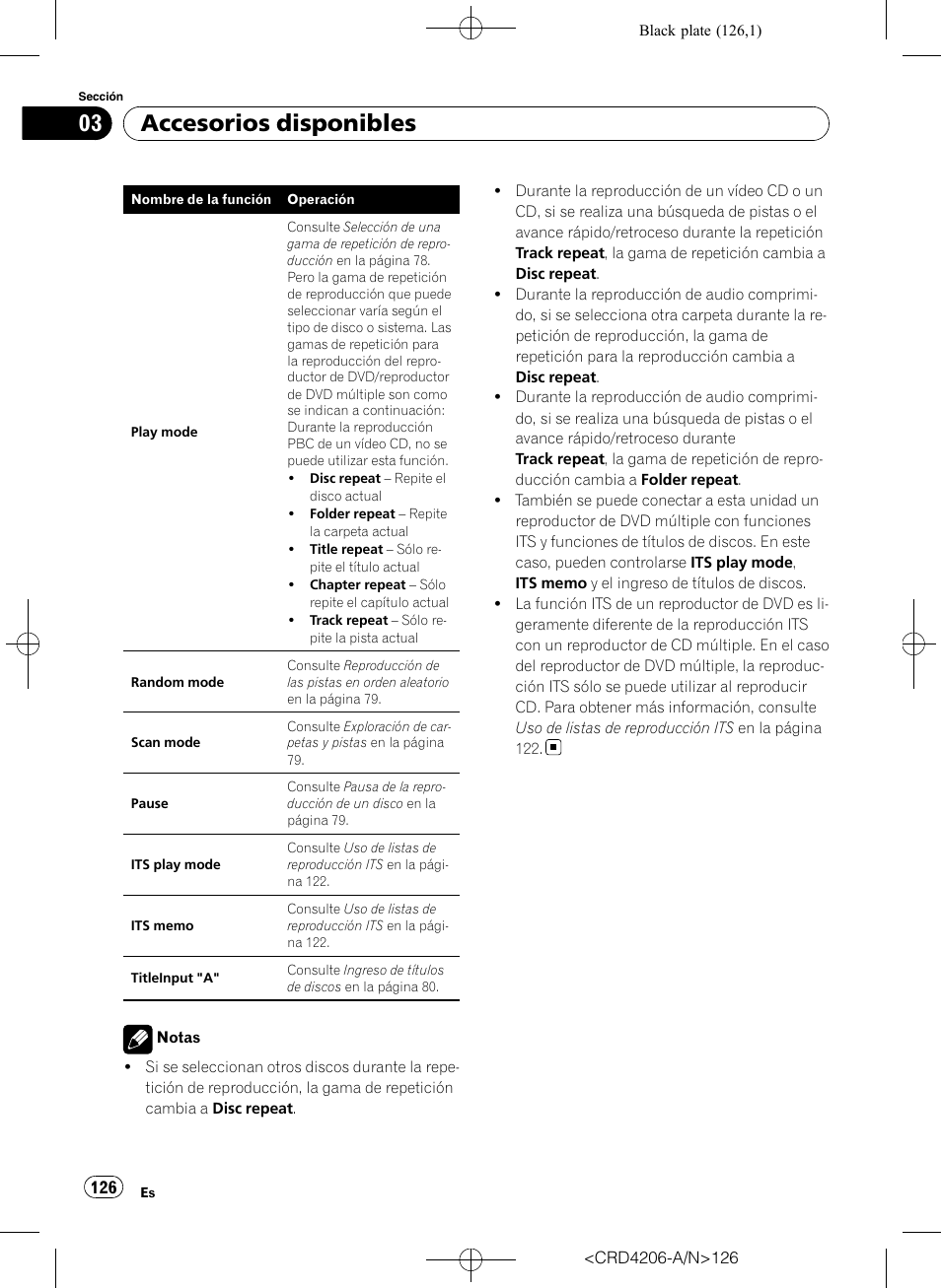 Accesorios disponibles | Pioneer Super Tuner III D DEH-P8950BT User Manual | Page 126 / 204