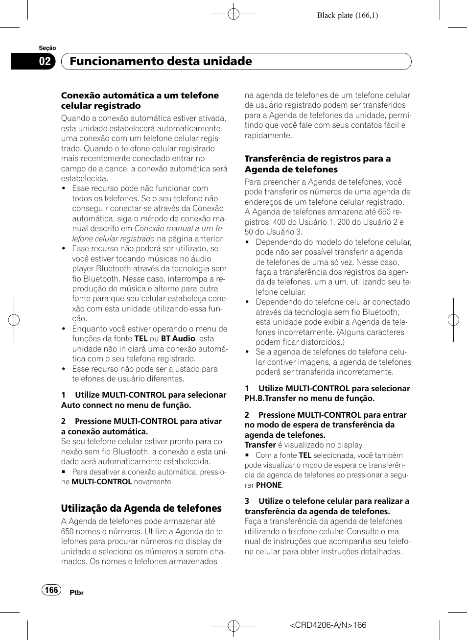 Utilização da agenda de, Telefones, Funcionamento desta unidade | Utilização da agenda de telefones | Pioneer Super Tuner III D DEH-P8950BT User Manual | Page 166 / 204