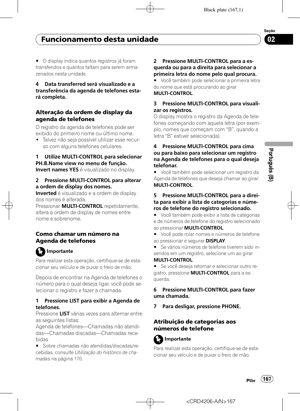 Funcionamento desta unidade | Pioneer Super Tuner III D DEH-P8950BT User Manual | Page 167 / 204