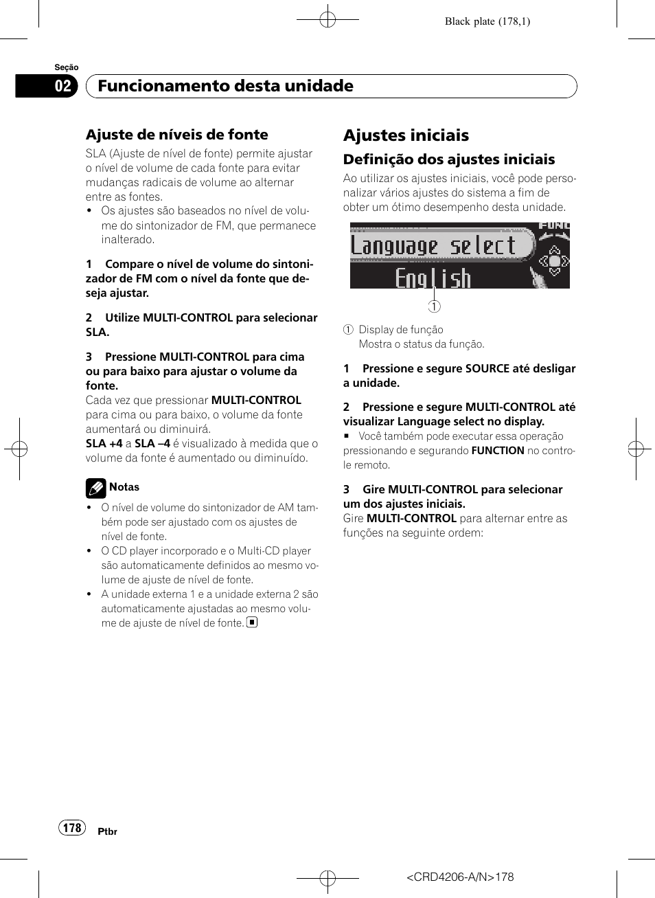 Ajuste de níveis de fonte 178, Ajustes iniciais, Definição dos ajustes iniciais 178 | Funcionamento desta unidade, Ajuste de níveis de fonte, Definição dos ajustes iniciais | Pioneer Super Tuner III D DEH-P8950BT User Manual | Page 178 / 204