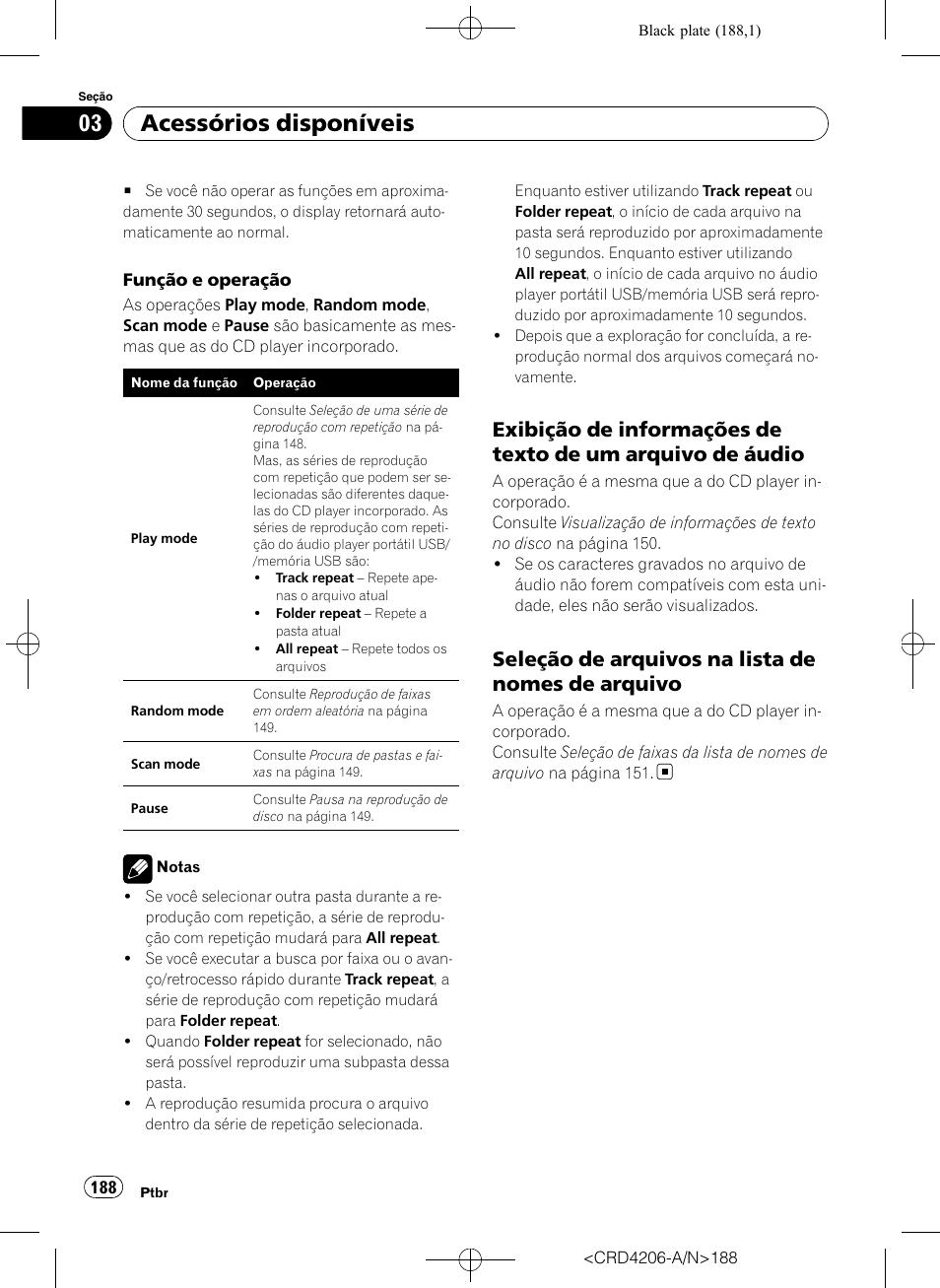 Exibição de informações de texto de, Um arquivo de áudio, Seleção de arquivos na lista de nomes | De arquivo, Acessórios disponíveis, Seleção de arquivos na lista de nomes de arquivo | Pioneer Super Tuner III D DEH-P8950BT User Manual | Page 188 / 204