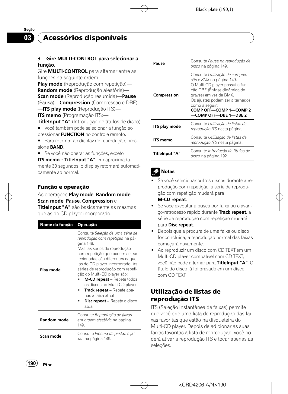 Utilização de listas de reprodução, Acessórios disponíveis, Utilização de listas de reprodução its | Pioneer Super Tuner III D DEH-P8950BT User Manual | Page 190 / 204