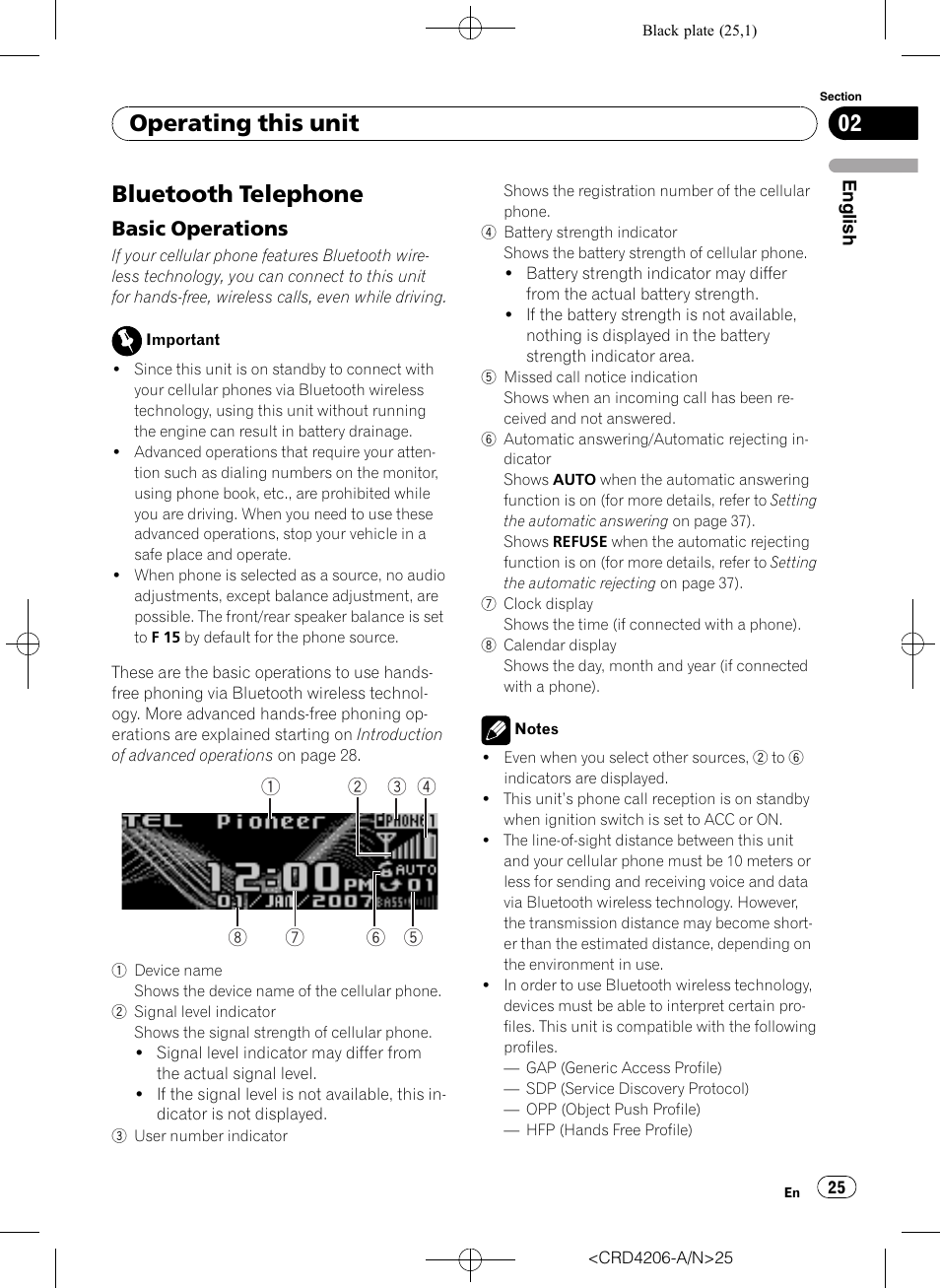 Bluetooth telephone, Basic operations 25, Operating this unit | Basic operations | Pioneer Super Tuner III D DEH-P8950BT User Manual | Page 25 / 204