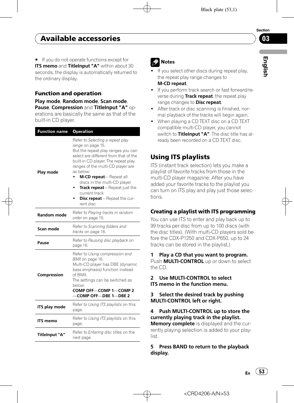 Using its playlists 53, Available accessories, Using its playlists | Pioneer Super Tuner III D DEH-P8950BT User Manual | Page 53 / 204
