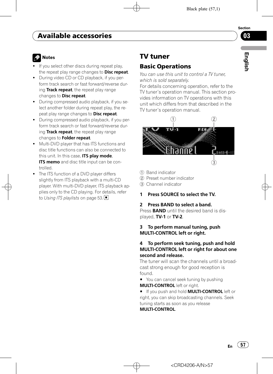 Tv tuner, Basic operations 57, Available accessories | Basic operations | Pioneer Super Tuner III D DEH-P8950BT User Manual | Page 57 / 204