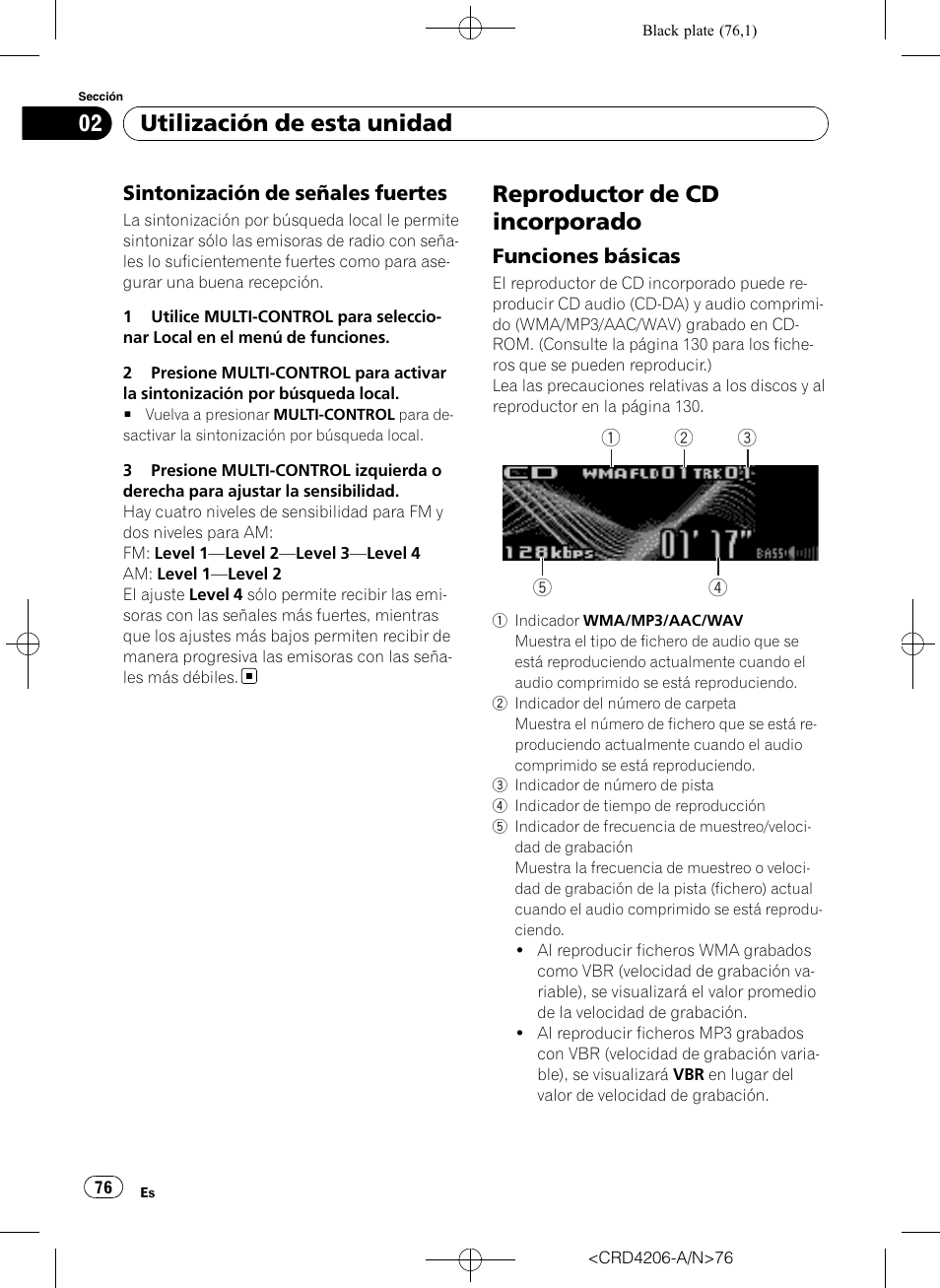 Sintonización de señales fuertes 76, Reproductor de cd incorporado, Funciones básicas 76 | Utilización de esta unidad, Sintonización de señales fuertes, Funciones básicas | Pioneer Super Tuner III D DEH-P8950BT User Manual | Page 76 / 204