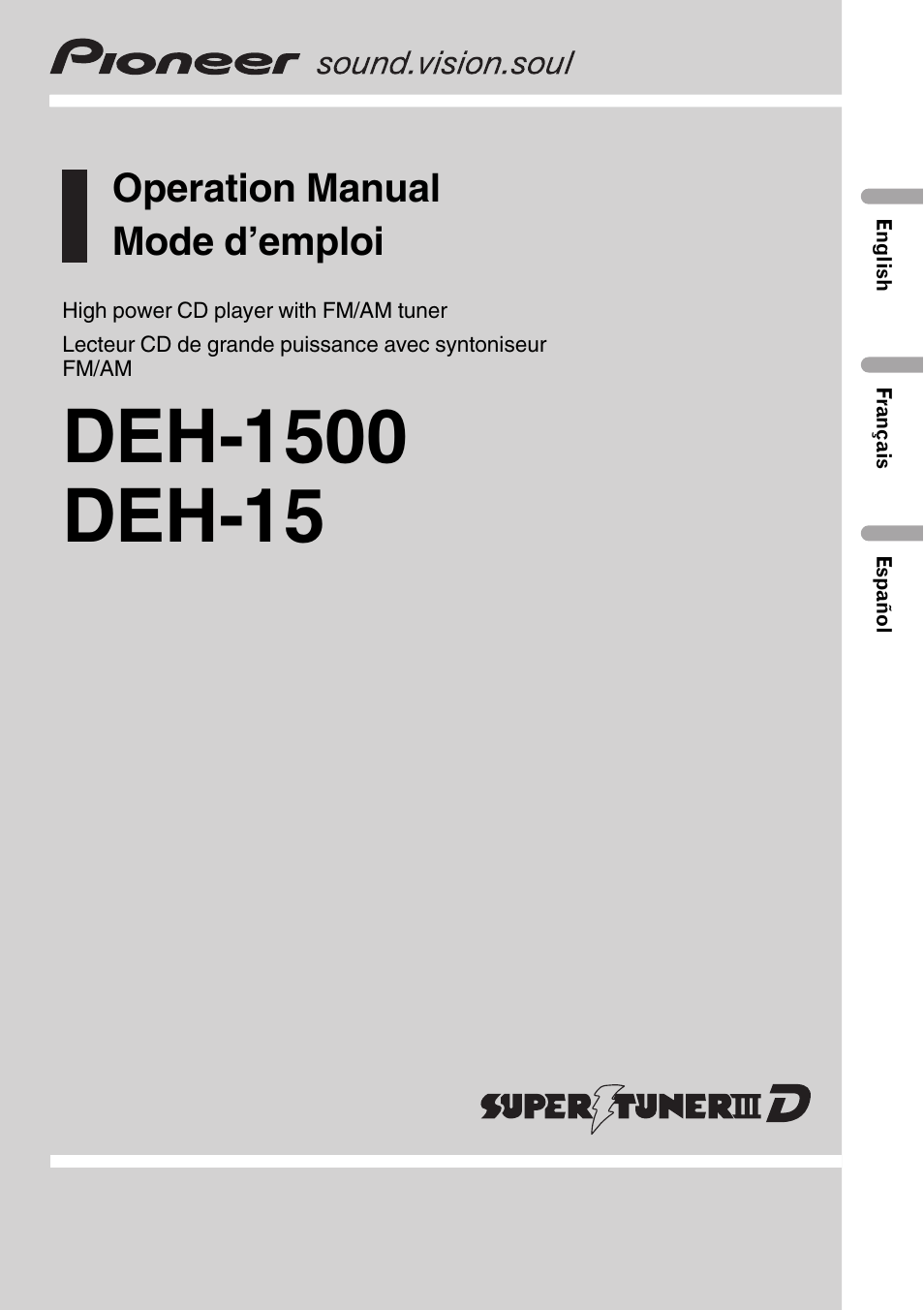 Pioneer DEH-15 User Manual | 28 pages