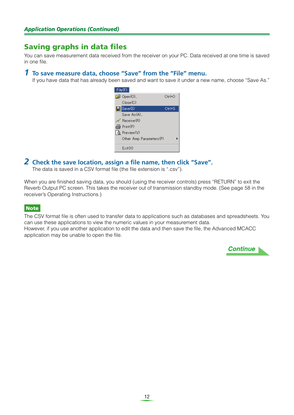 Ement data in a file, Saving graphs in data files | Pioneer VSX-9120TXH-K User Manual | Page 12 / 30