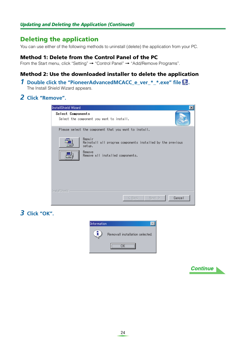 Deleting the application | Pioneer VSX-9120TXH-K User Manual | Page 24 / 30