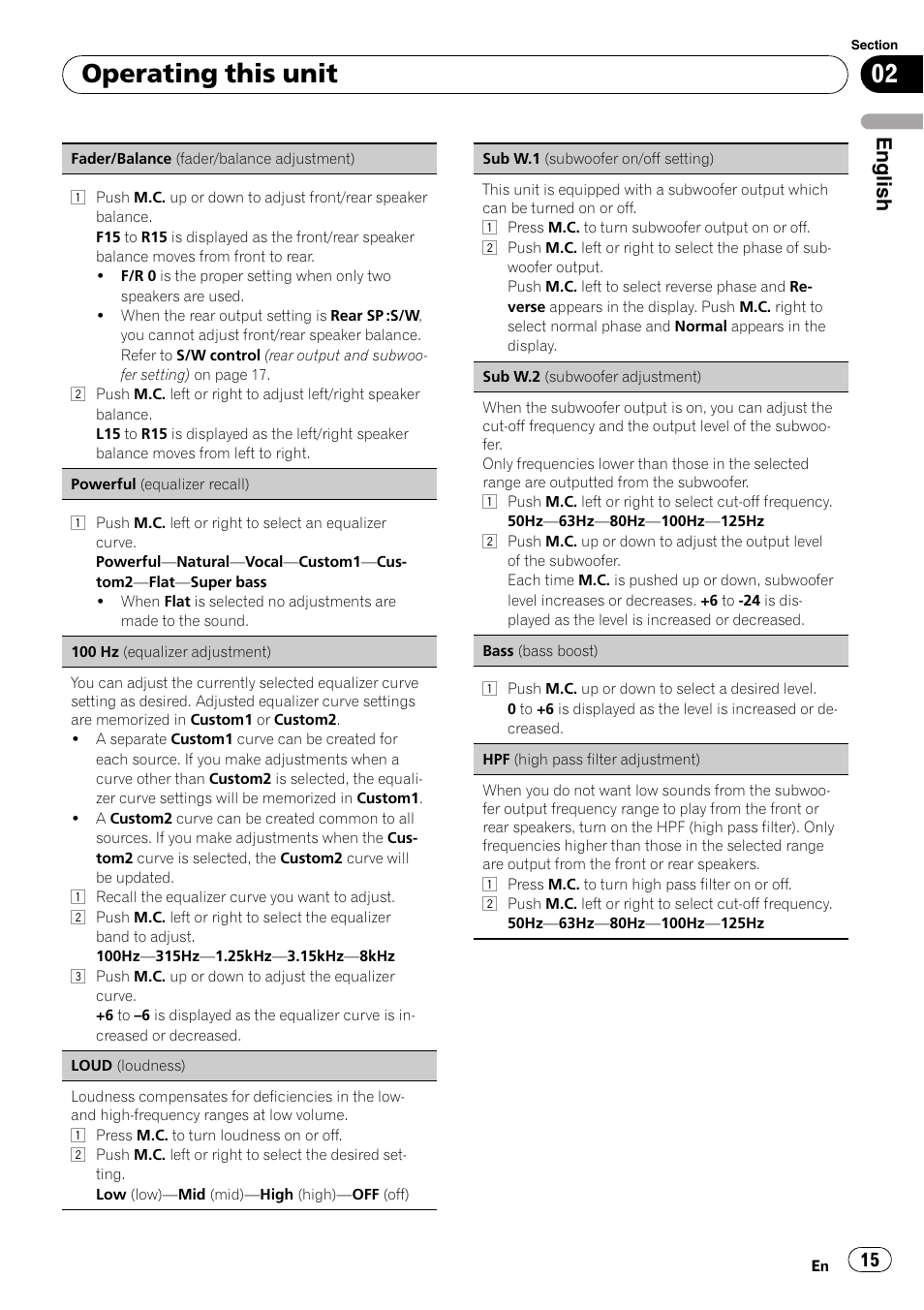 Operating this unit, English | Pioneer DEH P7200HD User Manual | Page 15 / 117