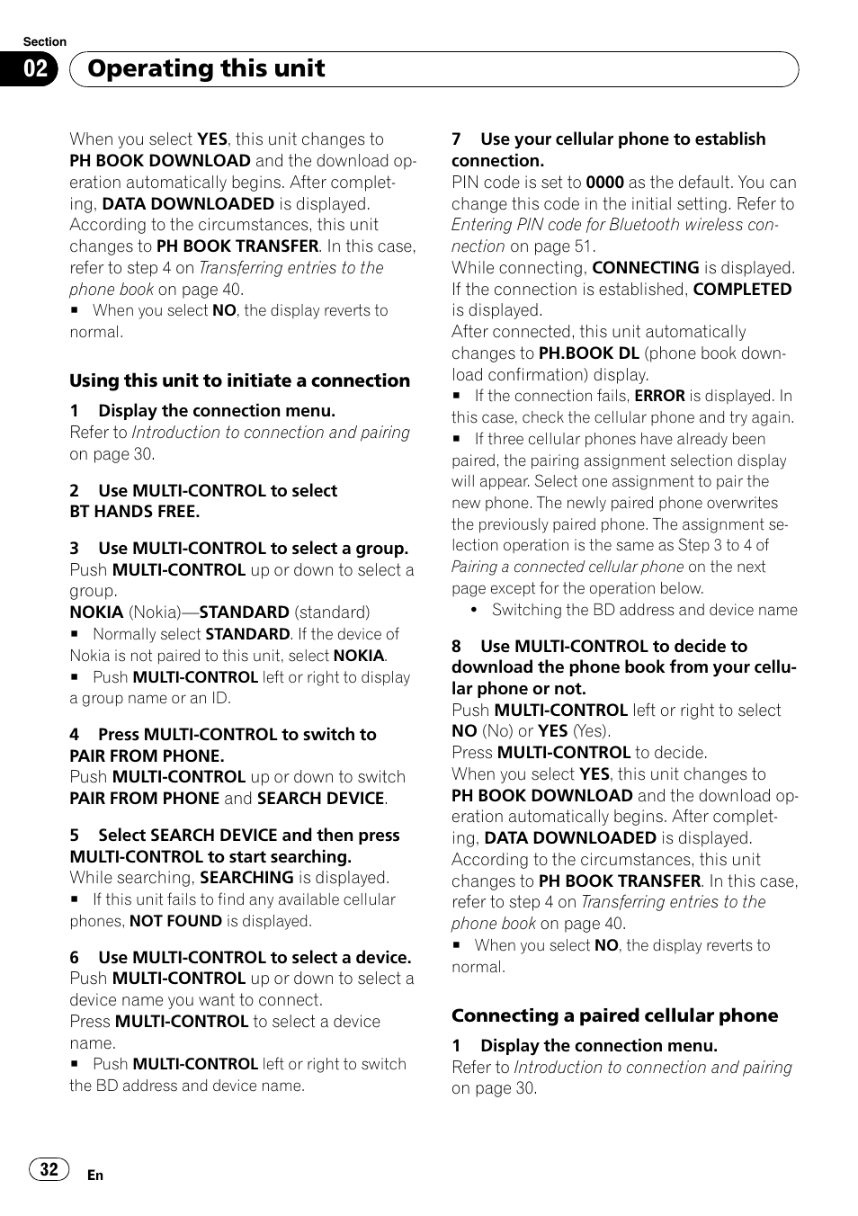 Operating this unit | Pioneer SUPER TUNER III D FH-P8000BT User Manual | Page 32 / 80