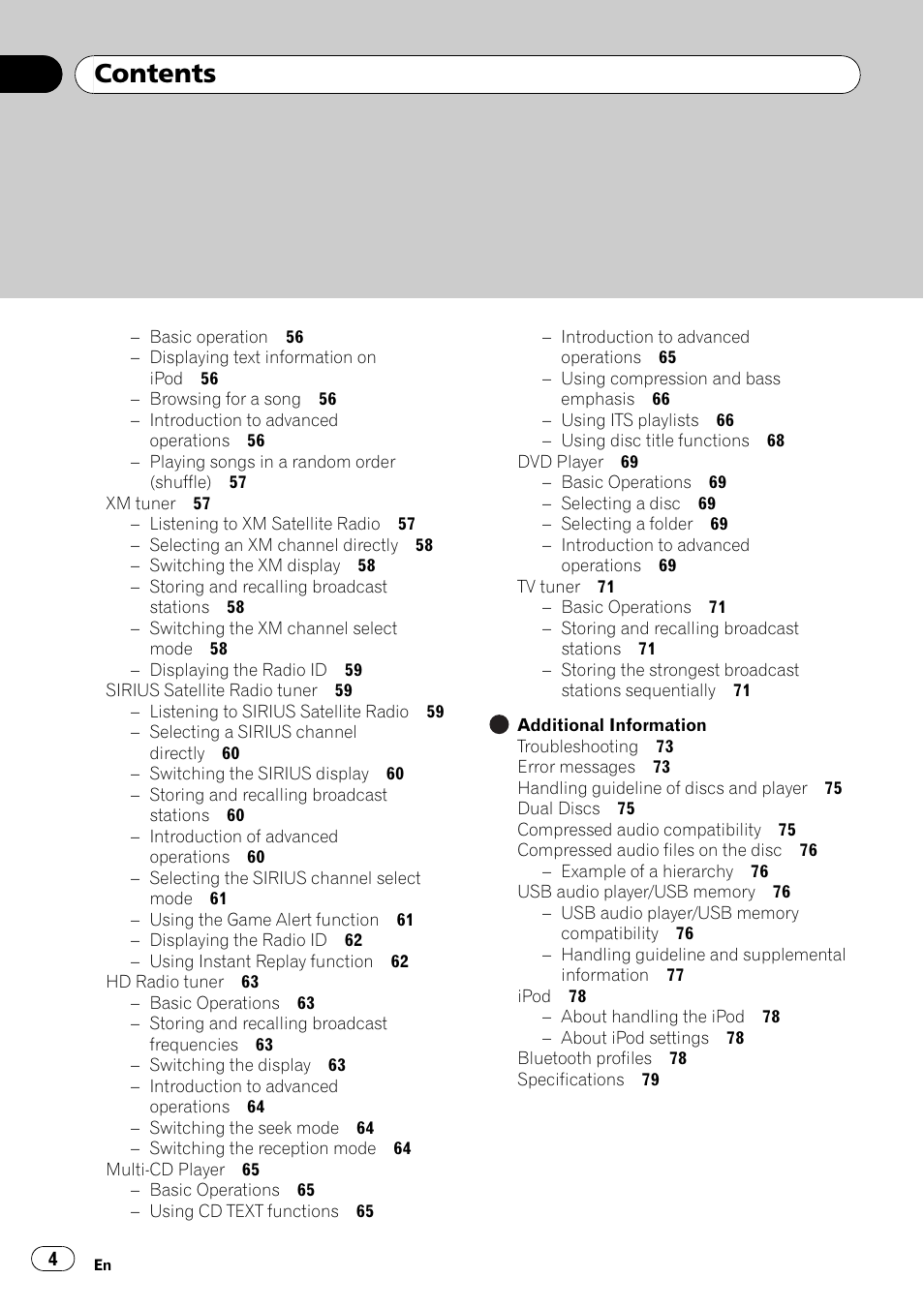 Pioneer SUPER TUNER III D FH-P8000BT User Manual | Page 4 / 80