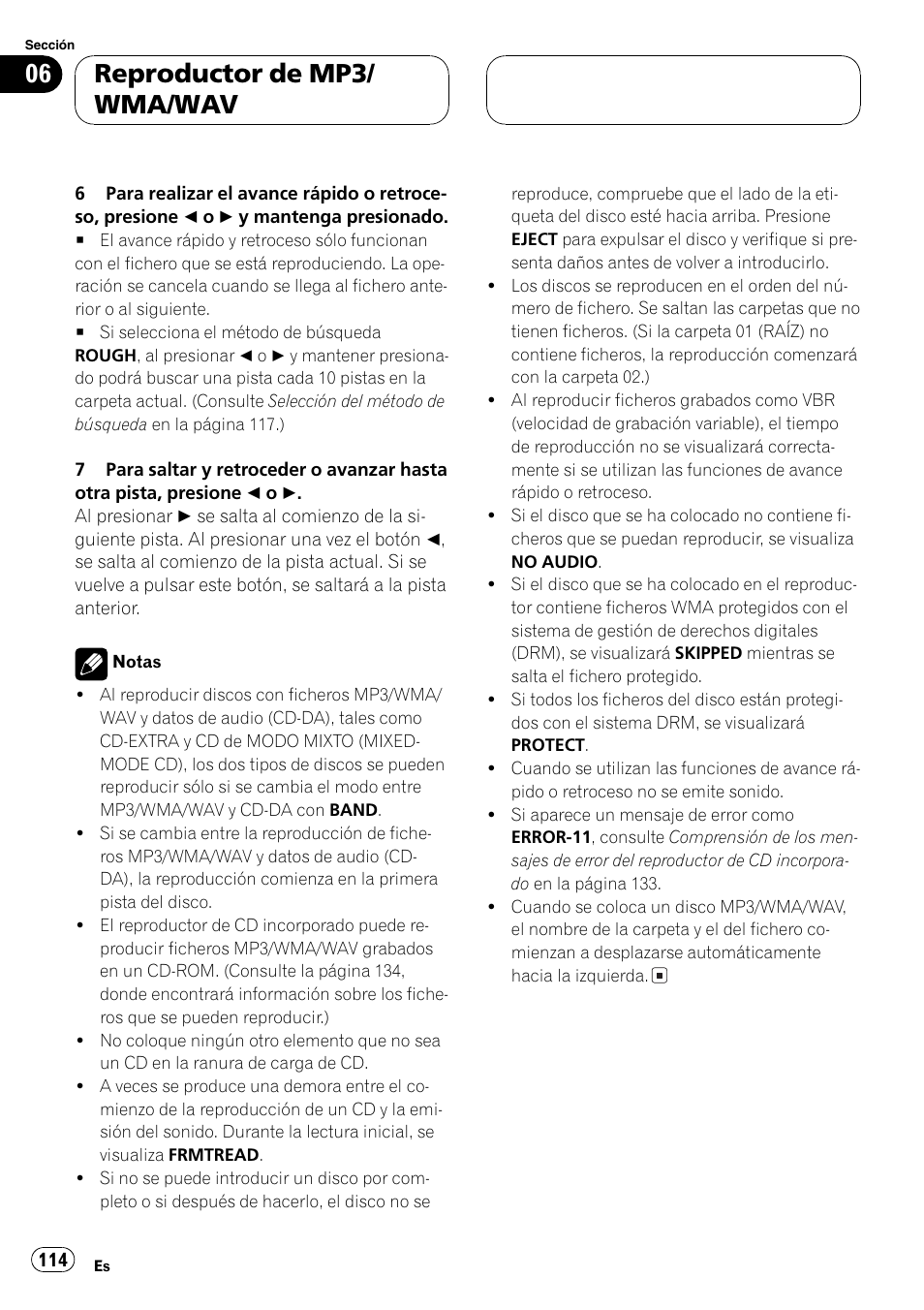 Reproductor de mp3/ wma/wav | Pioneer DEH-P4700MP User Manual | Page 114 / 140