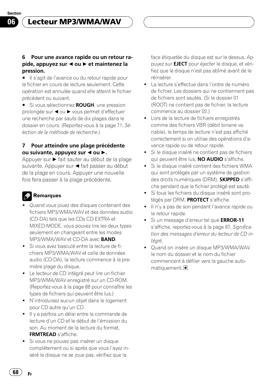 Lecteur mp3/wma/wav | Pioneer DEH-P4700MP User Manual | Page 68 / 140