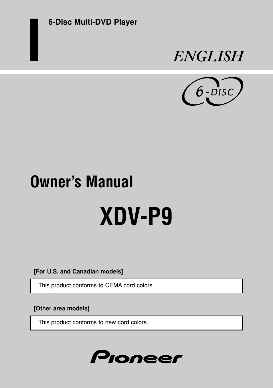 Pioneer XDV-P9 User Manual | 84 pages