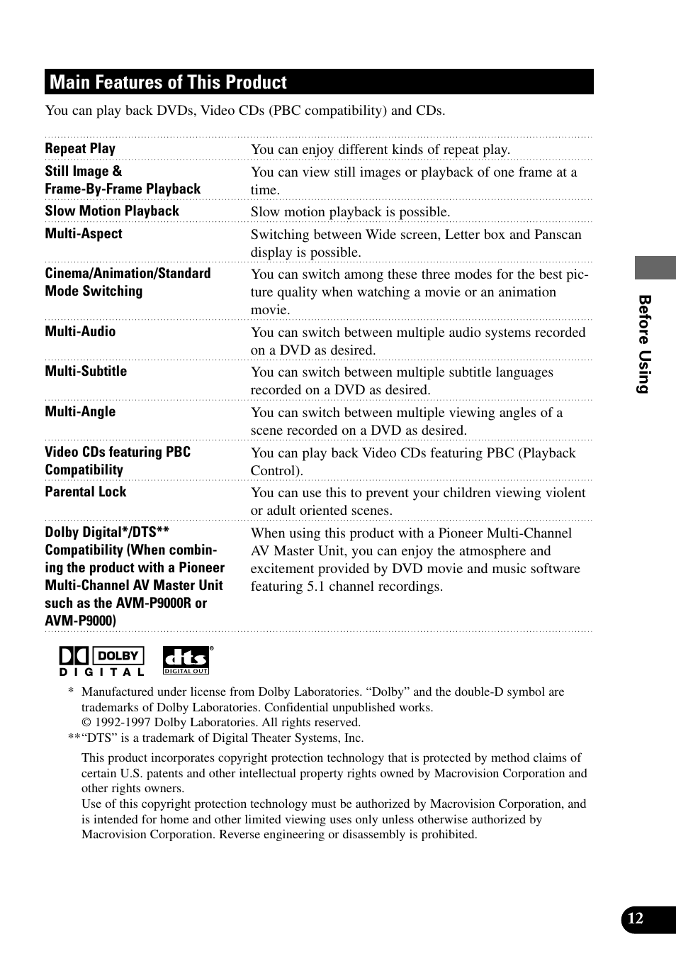Main features of this product | Pioneer XDV-P9 User Manual | Page 15 / 84