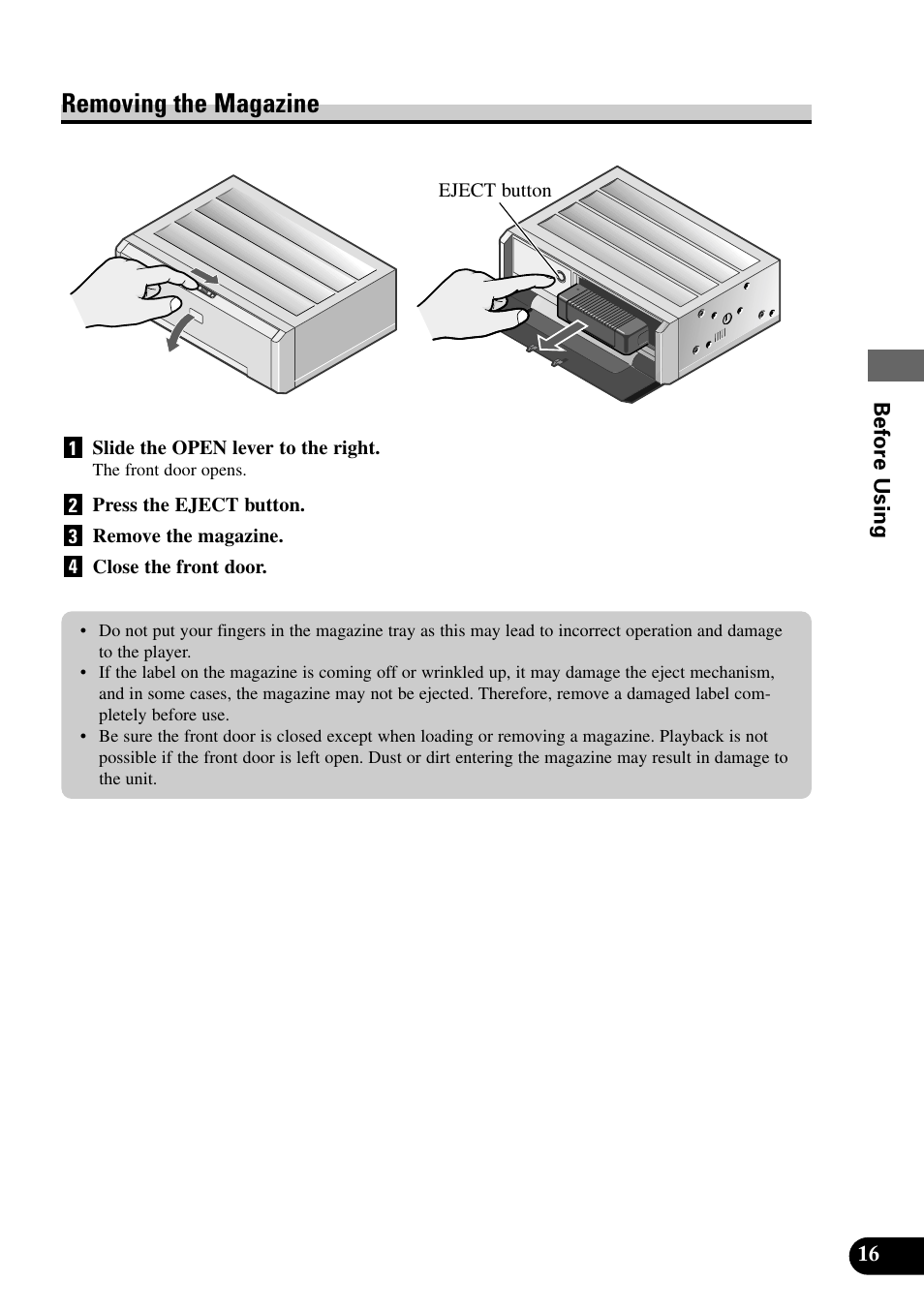 Removing the magazine | Pioneer XDV-P9 User Manual | Page 19 / 84