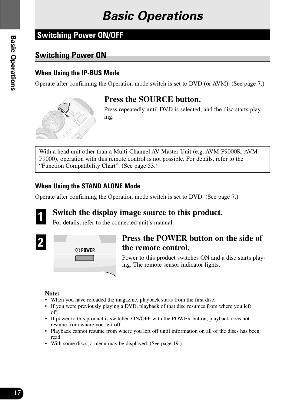 Basic operations, Switching power on/off, Switching power on | Switching power on/off switching power on, Press the source button, Switch the display image source to this product | Pioneer XDV-P9 User Manual | Page 20 / 84