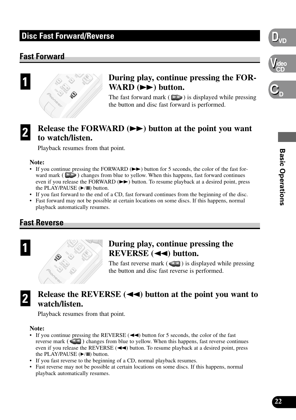 Disc fast forward/reverse, Fast forward, Fast reverse | Pioneer XDV-P9 User Manual | Page 25 / 84
