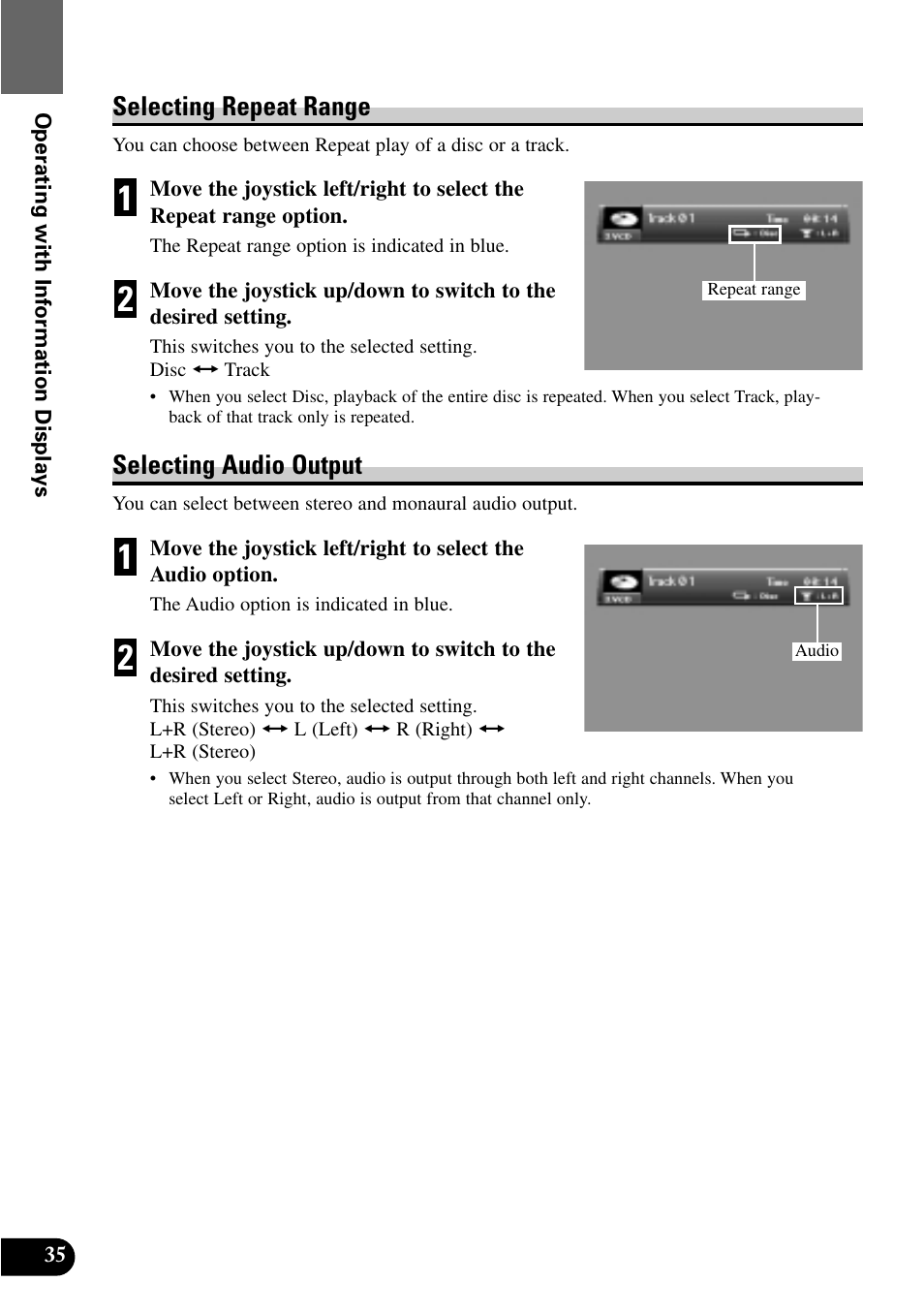 Selecting repeat range, Selecting audio output | Pioneer XDV-P9 User Manual | Page 38 / 84