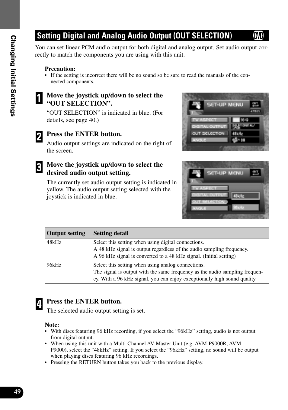 Setting digital and analog audio output, Out selection) | Pioneer XDV-P9 User Manual | Page 52 / 84