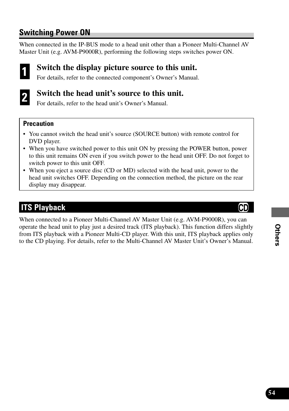 Switching power on, Its playback | Pioneer XDV-P9 User Manual | Page 57 / 84