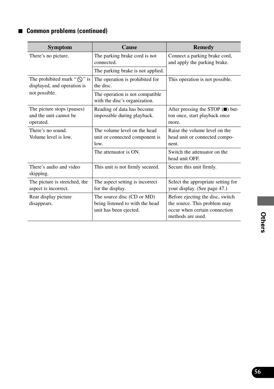 56 others 7 common problems (continued) | Pioneer XDV-P9 User Manual | Page 59 / 84