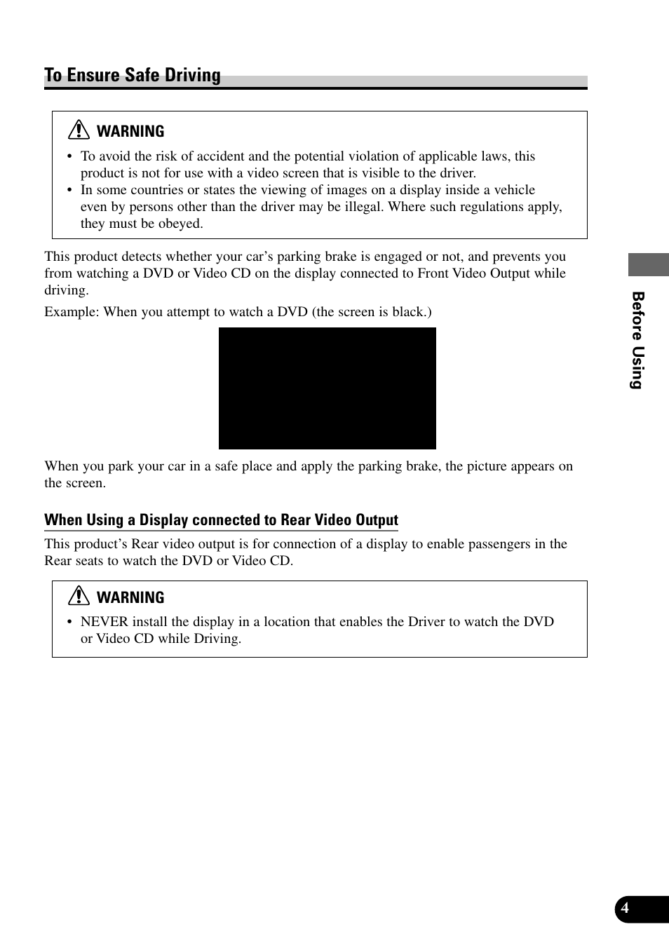 To ensure safe driving | Pioneer XDV-P9 User Manual | Page 7 / 84